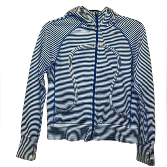 Lululemon striped scuba zip up hoodie jacket see measurements for size - Picture 1 of 8
